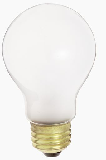 Product image for Satco S6052 60W A19 Incandescent; Frost; 1500 Average rated hours; 610 Lumens; Medium base; 120 Volt; 2/Pack