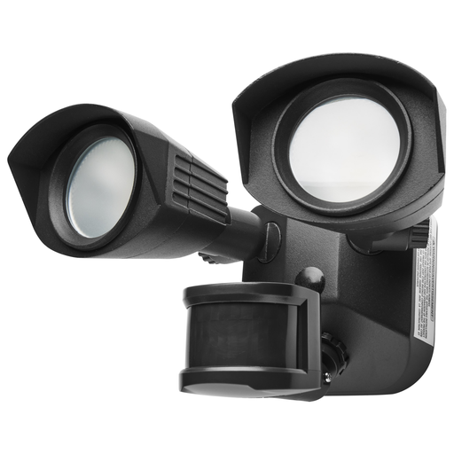 LED Security Light - Dual Head - Black Finish - 4000K - Motion Sensor