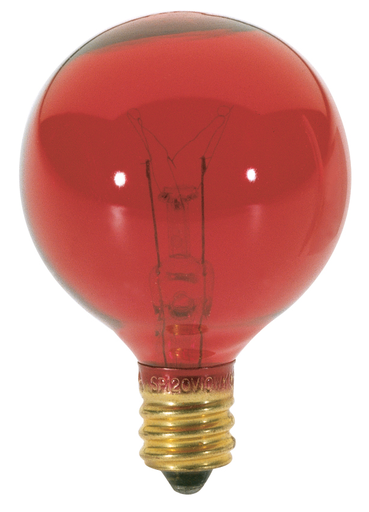 Product image for Satco S3833 10 Watt G12 1/2 Incandescent; Transparent Red; 1500 Average rated hours; Candelabra base; 120 Volt
