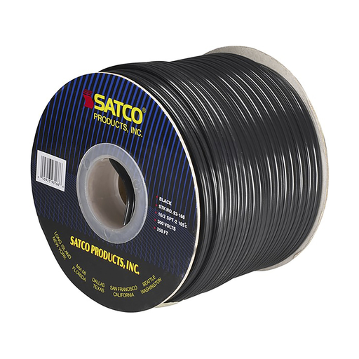 Satco 93/166 Lamp And Lighting Bulk Wire; 16/2 SPT-2 105C; 250 Foot/Spool; Black