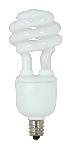 Product image for Satco S7362 9 Watt; Mini Spiral Compact Fluorescent; 4100K; 82 CRI; Candelabra base; 120 Volt