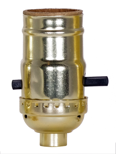 Product image for Satco 80/1565 On-Off Push Thru Socket; 1/8 IPS; Aluminum; Brite Gilt Finish; 660W; 250V; Push-In Terminal; With Strain Relief Hooks