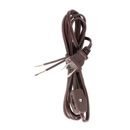 Product image for Satco 90/1582 8 Ft. Cord Sets with Line Switches All Cord Sets - Molded Plug Tinned tips 3/4" Strip with 2" Slit Switch 24" From Free End 36" Hank - 200 Ctn