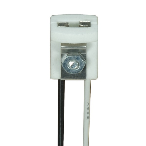 Product image for Satco 80/1742 G4 Wedge Type Porcelain Halogen Socket; Bi-Pin Low Voltage; 8" Leads; 5/8" Height; 5/8" Diameter; 1000W; 250V