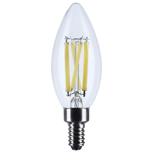Product image for Satco S11383 8 Watt C11 LED; Clear; Candelabra base; 2700K; 90 CRI; 760 Lumens; 120 Volt