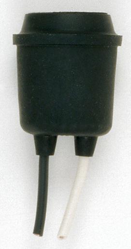 90/1097 - Rubber Coated Pigtail Socket - 6" 14 GA 105C Leads - Aluminum Screw Shell - 1-3/4" Height - 1-3/4" Diameter - 660W - 600V