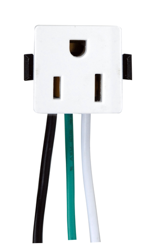 Product image for Satco 80/1408 3 Wire, 2 Pole Snap-In Convenience Outlet, Opening Size: 1'' x 1'' x 1'' Rated: 15A-125V