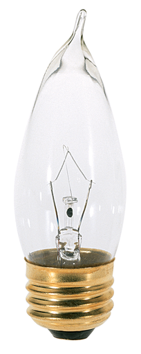 Product image for Satco A3566 60 Watt CA10 Incandescent; Clear; 2500 Average rated hours; 650 Lumens; Medium base; 130 Volt; 2-Card