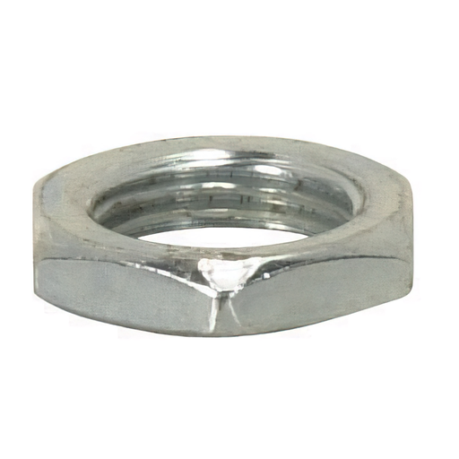 Product image for Satco 90/1037 Steel Locknut; 1/8 IP; 9/16" Hexagon; 1/8" Thick; Zinc Plated Finish