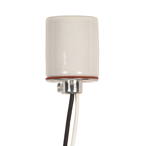 Satco 80/1278 Keyless Porcelain Socket With 1/8 IP Cap; 30" AWM B/W 105C; CSSNP Screw Shell; Glazed; 660W; 250V Product image for Satco 80/1278 Keyless Porcelain Socket With 1/8 IP Cap; 30" AWM B/W 105C; CSSNP Screw Shell; Glazed; 660W; 250V