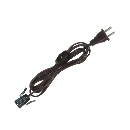 Product image for Satco 80/1651 6 Foot #18 SPT-1 Brown Cord, Switch, And Plug (Switch 17" From Socket)