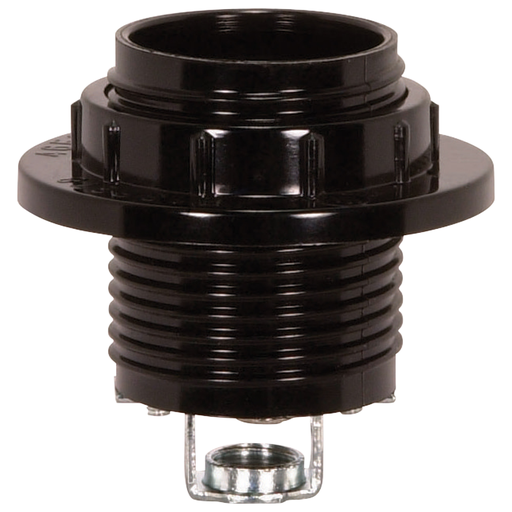 Product image for Satco 80/1077 Threaded Socket With Ring; 1/8 IP Hickey; Screw Terminals; 2" Overall Height; 1-1/4" Diameter; 2-1/8" Outside Ring; 660W; 250V