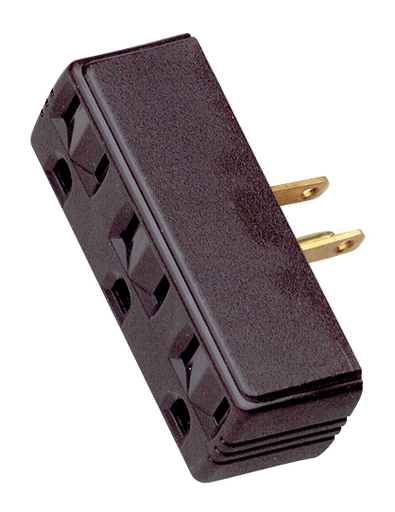 Product image for SATCO 90/1117 125 Volt 15 Amp Brown Single to Triple Polarized Adapter