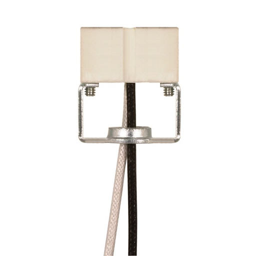 Product image for Satco 80/1796 GU10 Porcelain Halogen Socket; 1/8 IP Hickey; 8" SF-1 200C Leads; 1/16" Height; 1-1/16" Diameter; 1000W; 250V