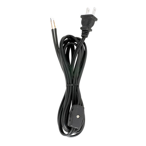 Product image for Satco 90/1425 8 Ft. Cord Sets with Line Switches All Cord Sets - Molded Plug Tinned tips 3/4" Strip with 2" Slit Switch 24" From Free End 36" Hank - 200 Ctn