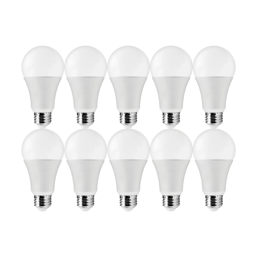 Product image for Satco S11418 14 Watt A19 LED; 3000K; 100 Watt Replacement; Medium base; 220 deg. Beam Angle; 10-Pack