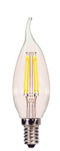 Product image for Satco S8840 4 Watt CA11 LED; Clear; Candelabra base; 4000K; 350 Lumens; 120 Volt