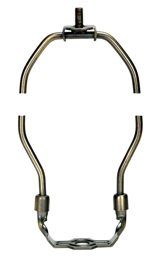 Product image for Satco 90/2268 Heavy Duty Harp; Antique Brass Finish; 10" Height; 1/8 IP Saddle; 1/4-27 Thread; 125 Carton