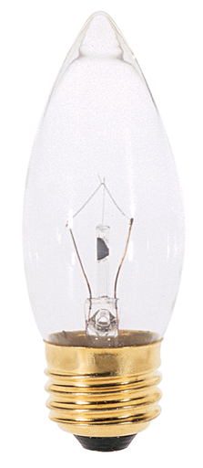 Product image for Satco A3593 60 Watt B11 Incandescent; Clear; 2500 Average rated hours; 650 Lumens; Medium base; 130 Volt; 2-Card