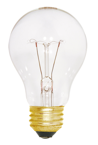 Product image for Satco S8504 60 Watt A19 Incandescent; Clear; 5000 Average rated hours; 540 Lumens; Medium base; 130 Volt; 4/Pack