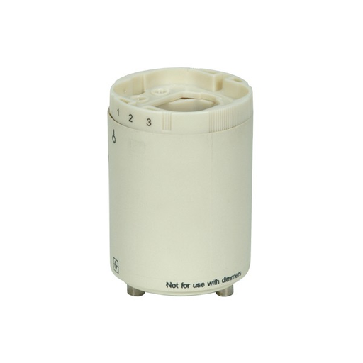 Product image for Satco 80/1847 Smooth Phenolic Electronic Self-Ballasted CFL Lampholder; 120V, 60Hz, 0.20A; 18W G24q-2 And GX24q-2; 2" Height; 1-1/2" Width