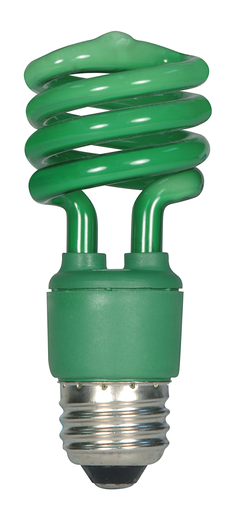 Product image for Satco S7272 13 Watt; Mini Spiral Compact Fluorescent; Green color; Medium base; 120 Volt