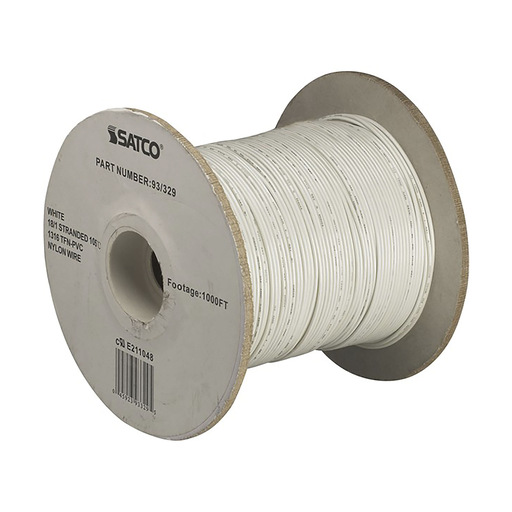 Product image for Satco 93/329 Lighting Bulk Wire; 18/1 Stranded UL 1316 105C AWM TFN-PVC Nylon; 1000 Foot/Spool; White