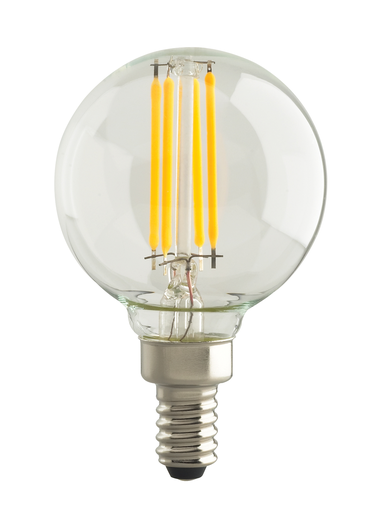 Product image for Satco S29871 4 Watt G16 1/2 LED; Clear; Candelabra base; 2700K; 350 Lumens; 120 Volt