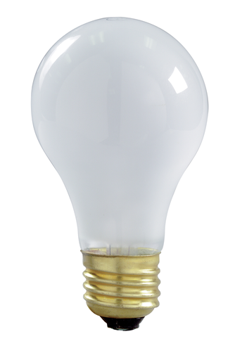 Product image for Satco S6010 100 Watt A19 Incandescent; Frost; 2000 Average rated hours; 1200 Lumens; Med Left Hand Thread LHT base; 130 Volt