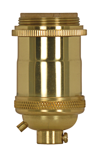 Product image for Satco 80/2565 Medium base lampholder; 4pc. Solid brass; Keyless; 2 Uno rings; Polished brass finish