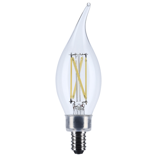 S21299 - 4 Watt CA10 LED - Clear - Candelabra base - 90 CRI - 5000K - 120 Volt