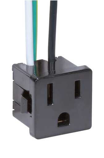 Product image for Satco 80/1142 3 Wire, 2 Pole Snap-In Convenience Outlet, Opening Size: 1" x 1" x 1" Rated: 15A-125V
