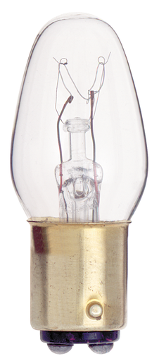 Product image for Satco S3904 10 Watt C7 Incandescent; Clear; 2500 Average rated hours; 60 Lumens; DC Bay base; 130 Volt