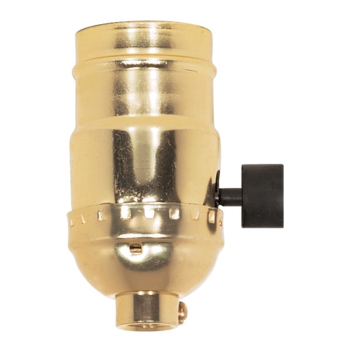 Product image for Satco 80/1671 On-Off Large Key Socket With Non Removable Knob; 1/8 IPS; Aluminum; Brite Gilt Finish; 250W; 250V