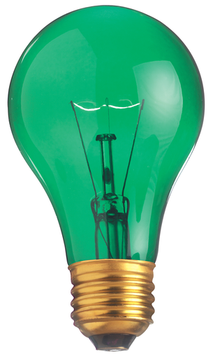 Product image for Satco S6081 25W A19 Incandescent; Transparent Green; 2000 Average rated hours; Medium base; 130 Volt