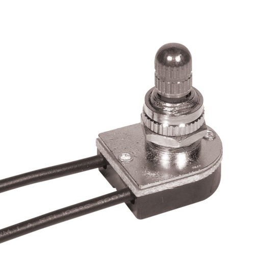 Product image for Satco 90/507 On-Off Metal Rotary Switch; 3/8" Metal Bushing; Single Circuit; 6A-125V, 3A-250V Rating; Nickel Finish