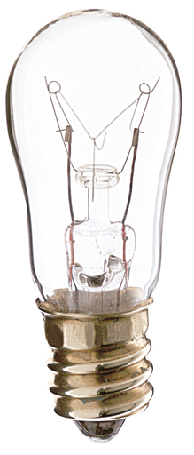 Product image for Satco S4717 6 Watt S6 Incandescent; Clear; 2500 Average rated hours; 30 Lumens; Candelabra base; 130 Volt; 2-Card