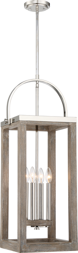 Bliss - 4 Light - Pendant - Driftwood Finish with Polished Nickel Accents