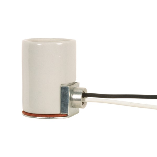 Product image for Satco 80/1445 Keyless Porcelain Socket With Side Mount Bushing; 12" AWM B/W 105C Leads; 1/8 IPS; CSSNP Screw Shell; Glazed; 660W; 250V