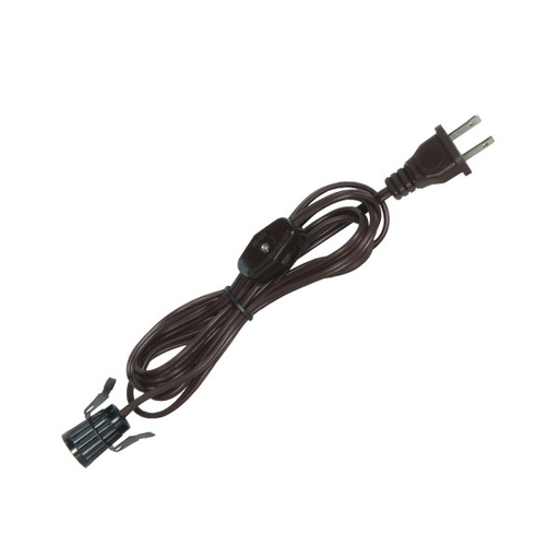 Product image for Satco 80/1652 6 Foot #18 SPT-2 Brown Cord, Switch, And Plug (Switch 17" From Socket)