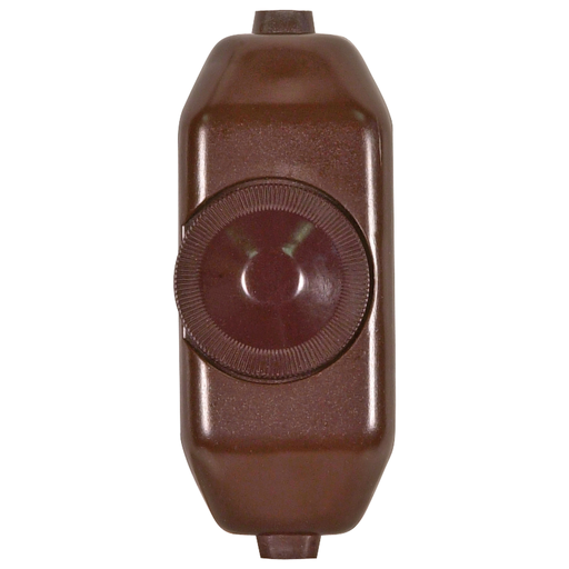 Product image for Satco 80/1481 Full Range Lamp Cord; Rotary Dimmer Switch; Brown Finish; 3" x 1-1/4"; Phenolic; For 18GA SPT-1 or SPT-2 Wire; 200W; 120V