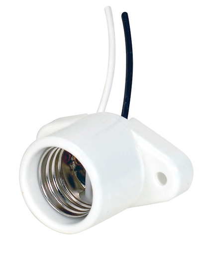 Product image for Satco 80/2164 Keyless Porcelain Recessed Socket With Pre-Wired; 2" Center And With Wireway; 6" Leads; Glazed; 660W; 250V
