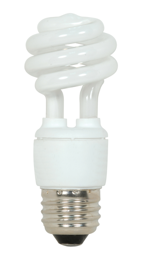 Satco S7212 9 Watt; Mini Spiral Compact Fluorescent; 4100K; 82 CRI; Medium base; 120 Volt