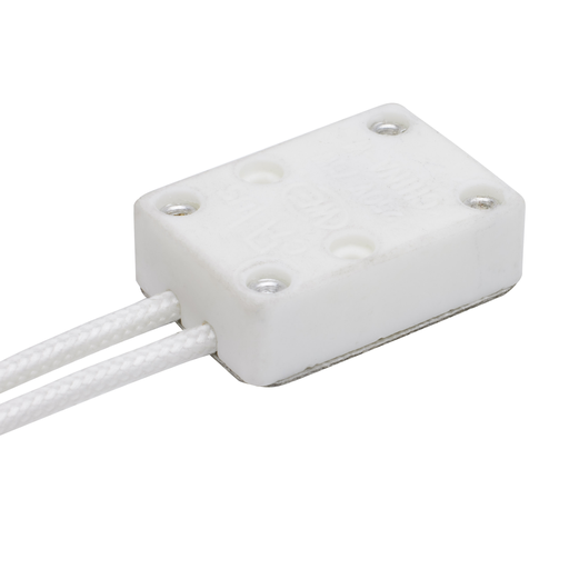 90/475 - MR16 Porcelain Halogen Socket - GX5.3 Base - 12" SF-1 200C Leads - 3/8" Height - 7/8" Diameter - 3/4" Width - 75W - 250V
