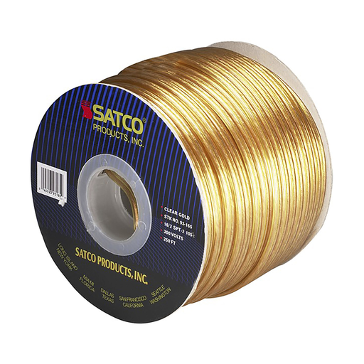 Product image for Satco 93/165 Lamp And Lighting Bulk Wire; 16/2 SPT-2 105C; 250 Foot/Spool; Clear Gold