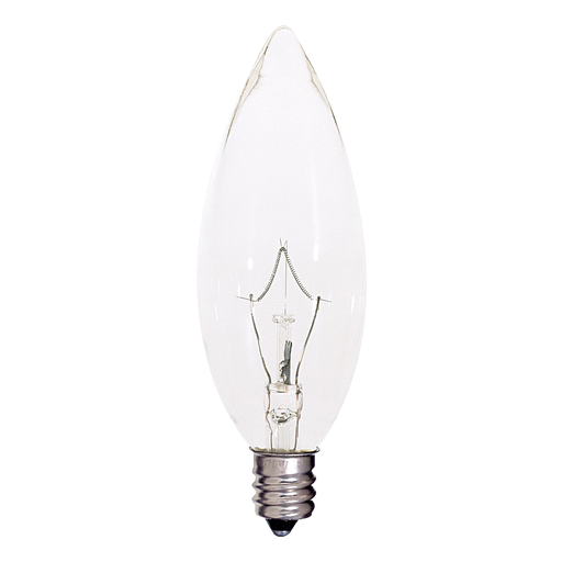 S4996 - 40 Watt BA9 1/2 Incandescent - Clear - 2500 Average rated hours - 380 Lumens - Candelabra base - 120 Volt