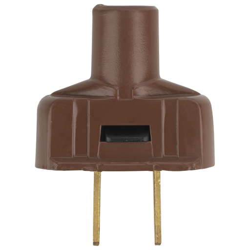 Product image for Satco 90/1114 Attachment Plug With Terminal Screws; Brown Finish; Non Polarized; 18/2-SVT Round Wire; 15A; 125V