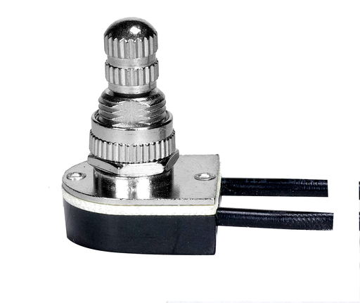 Satco 80/1133 On-Off Metal Rotary Switch; 3/8" Metal Bushing; Single Circuit; 6A-125V, 3A-250V Rating; Nickel Finish