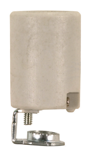 Product image for Satco 90/1554 Intermediate Base Porcelain Socket; Screw Terminals; 1/8 IP; Inside Extrusion; Single Leg; 1-3/4" Height; 1" Width; 75W; 250V