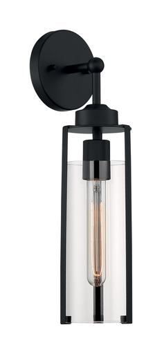 Marina - 1 Light - Wall Sconce Fixture - Matte Black Finish with Clear Glass